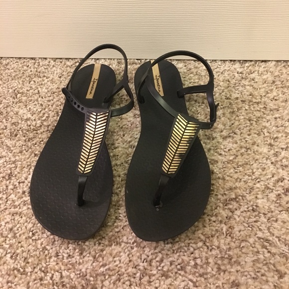 ipanema black and gold sandals